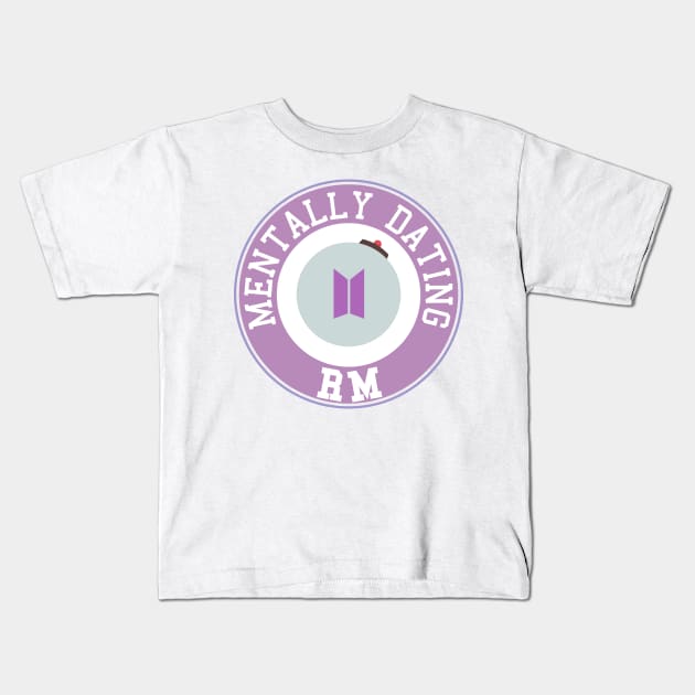 Mentally dating BTS RM logo Kids T-Shirt by Oricca